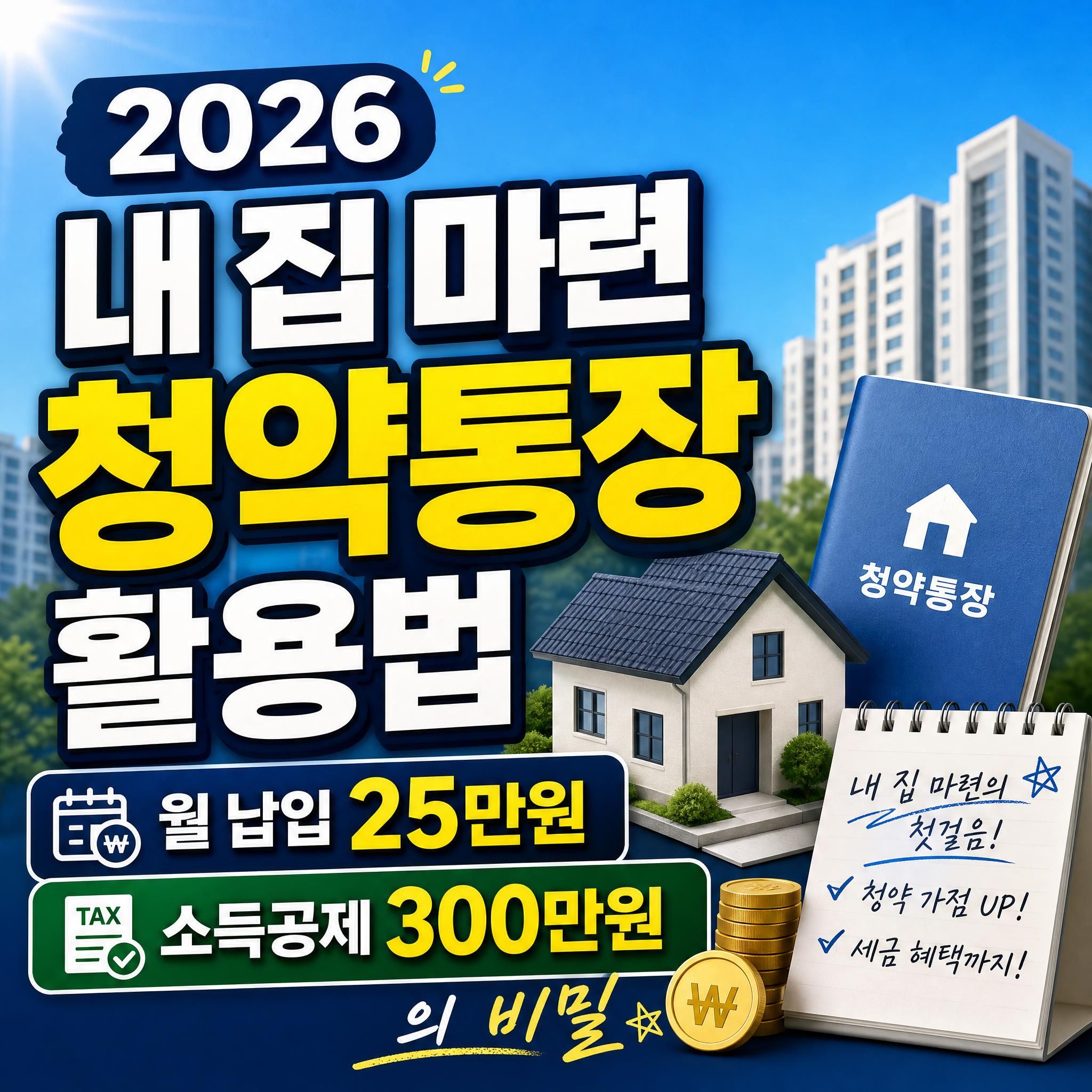 2026년 내 집 마련 청약통장 활용법, 월 납입 25만원 상향 및 소득공제 300만원 혜택 총정리 대표 썸네일 이미지