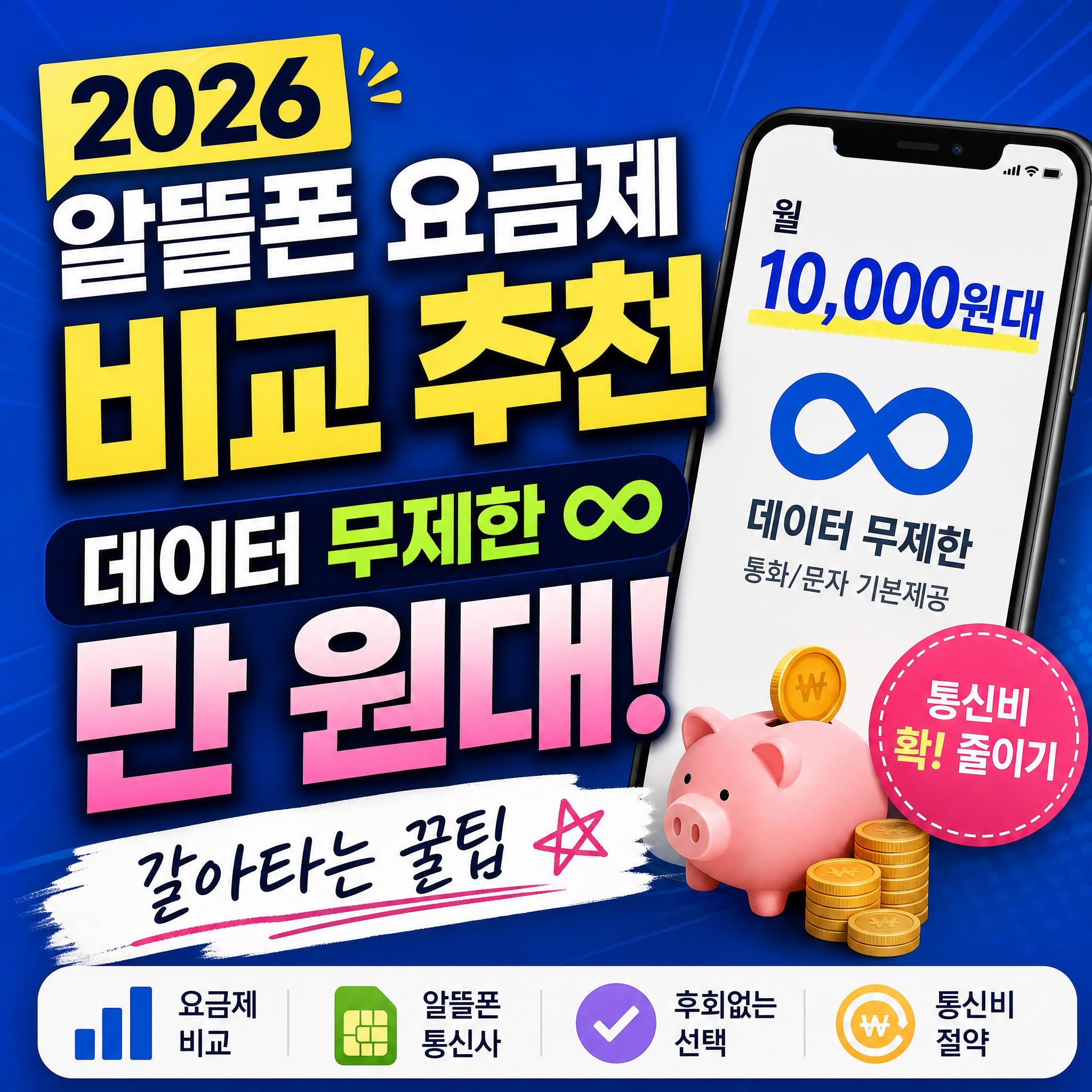 2026년 알뜰폰 요금제 비교 추천 및 데이터 무제한 만 원대 갈아타는 꿀팁 총정리 대표 썸네일 이미지