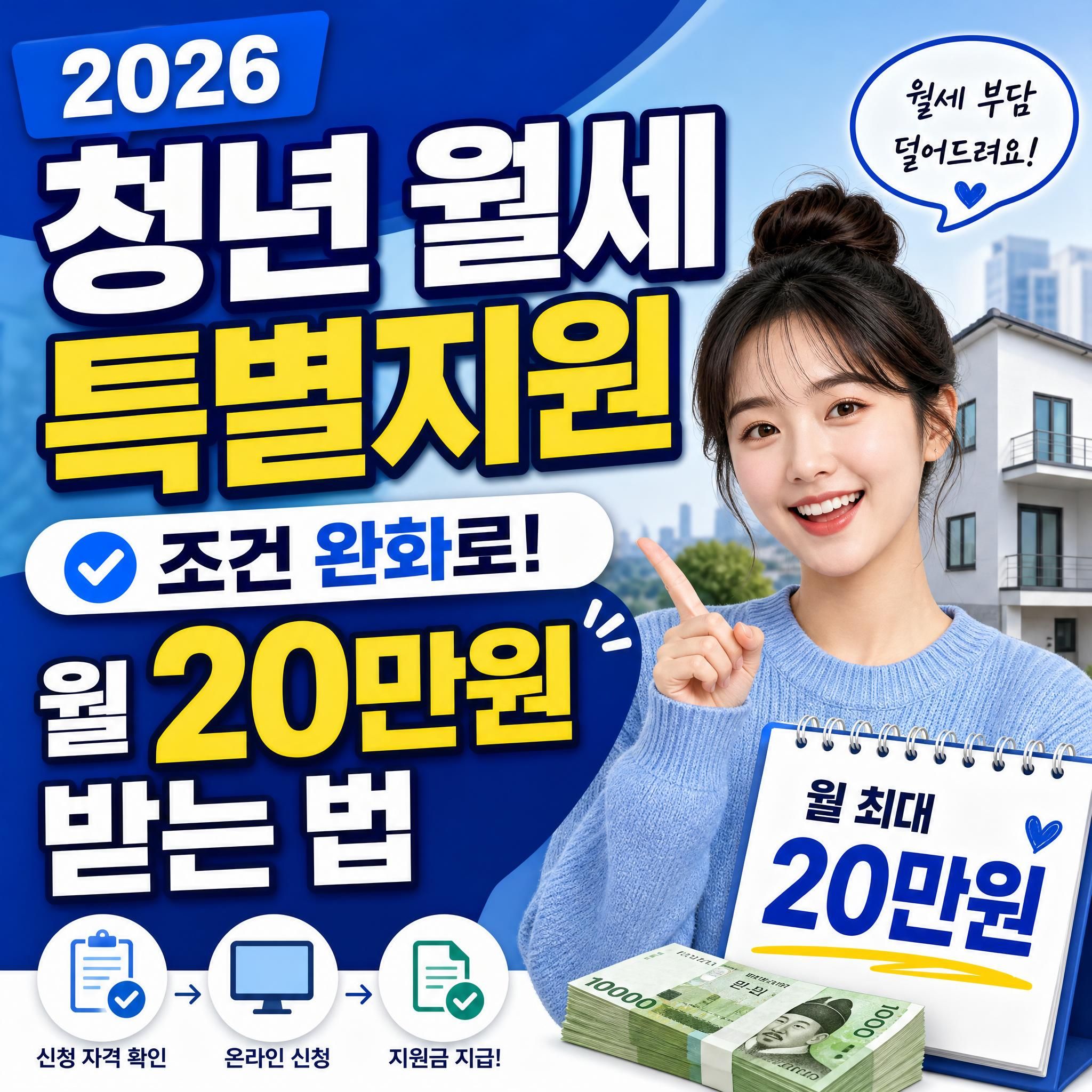 2026년 청년 월세 특별지원 신청 방법 및 조건 완화로 월 20만원 받는 법 총정리 대표 썸네일 이미지